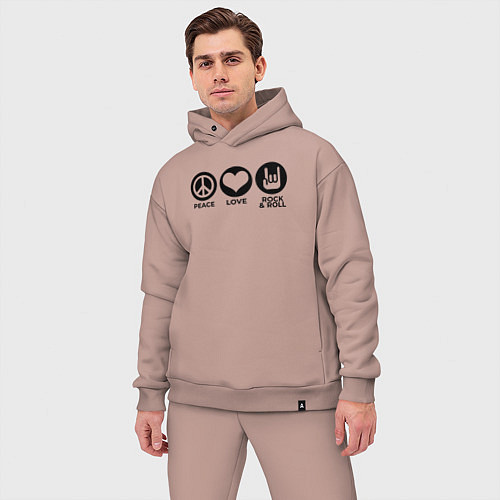 Мужской костюм оверсайз Мир любовь и рок / Пыльно-розовый – фото 3