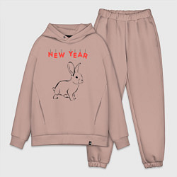 Мужской костюм оверсайз New year rabbit, цвет: пыльно-розовый