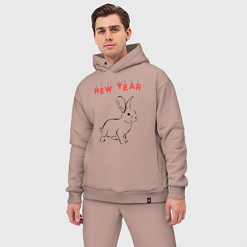 Мужской костюм оверсайз New year rabbit / Пыльно-розовый – фото 3