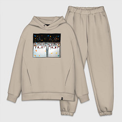 Мужской костюм оверсайз Мрачные коты празднуют