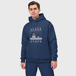 Мужской костюм оверсайз Новогодние тоторики - ugly sweater, цвет: тёмно-синий — фото 2