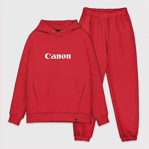 Мужской костюм оверсайз Canon - белый логотип / Красный – фото 1