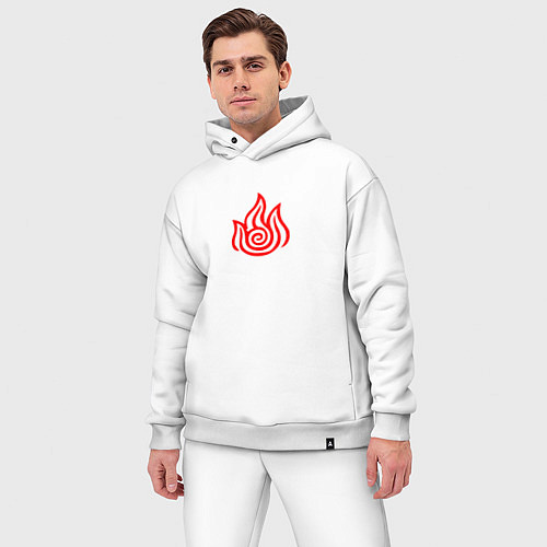 Мужской костюм оверсайз Рисованный символ народа огня / Белый – фото 3
