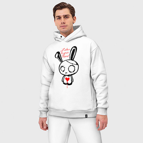 Мужской костюм оверсайз Слушай своё сердце - rabbit / Белый – фото 3