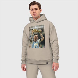 Мужской костюм оверсайз Lionel Messi - world champion - Argentina, цвет: миндальный — фото 2