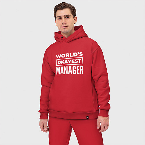 Мужской костюм оверсайз Worlds okayest manager / Красный – фото 3