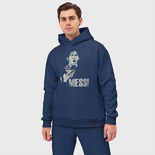 Мужской костюм оверсайз Leo Messi scream / Тёмно-синий – фото 3