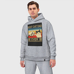 Мужской костюм оверсайз Лучший кошачий папа на свете, цвет: меланж — фото 2