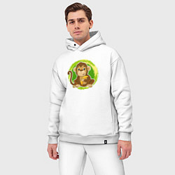 Мужской костюм оверсайз Мультяшная обезьяна с бананом, цвет: белый — фото 2