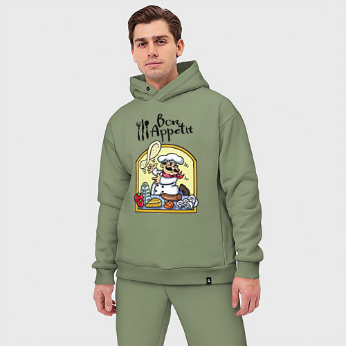 Мужской костюм оверсайз Повар: приятного аппетита / Авокадо – фото 3