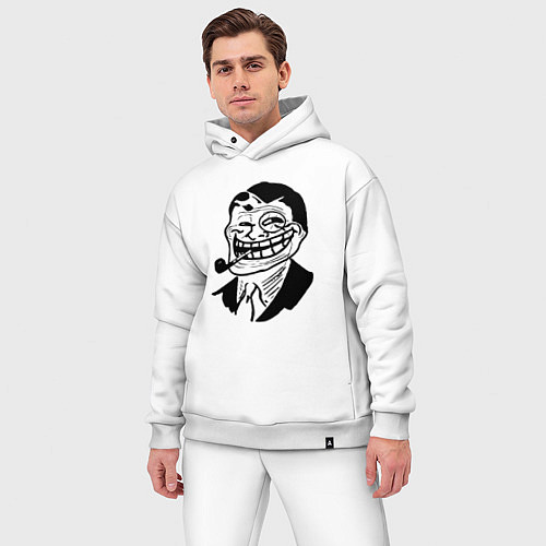 Мужской костюм оверсайз Тролльфейс-джентельмен / Белый – фото 3