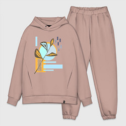 Мужской костюм оверсайз Минималистский абстрактный рисунок, цвет: пыльно-розовый