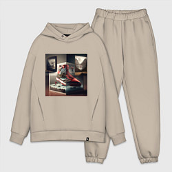 Мужской костюм оверсайз Спорт в облаках, цвет: миндальный