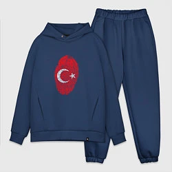 Мужской костюм оверсайз Отпечаток Турции, цвет: тёмно-синий