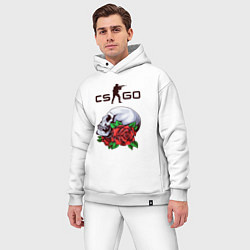 Мужской костюм оверсайз Контра и череп с розами, цвет: белый — фото 2