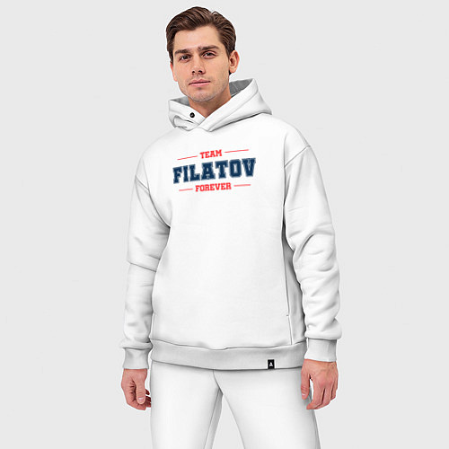 Мужской костюм оверсайз Team Filatov forever фамилия на латинице / Белый – фото 3