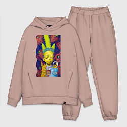 Мужской костюм оверсайз Bart and blue cat - neural network - fantasy, цвет: пыльно-розовый