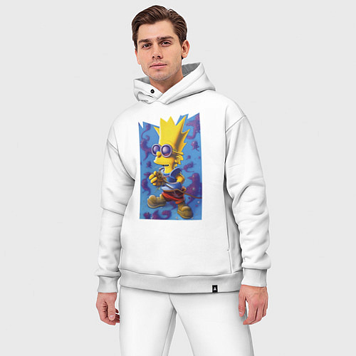 Мужской костюм оверсайз Bart Simpson - neural network / Белый – фото 3