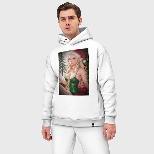 Мужской костюм оверсайз Новогодняя эльфийка / Белый – фото 3