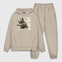 Мужской костюм оверсайз Wolf soldier, цвет: миндальный