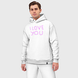 Мужской костюм оверсайз I love you art, цвет: белый — фото 2