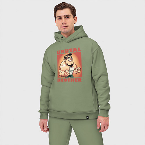 Мужской костюм оверсайз Брутальный брат / Авокадо – фото 3