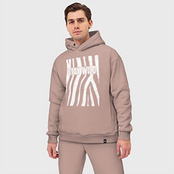 Мужской костюм оверсайз Stay wild зебра, цвет: пыльно-розовый — фото 2