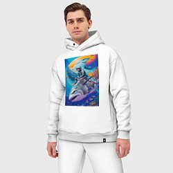 Мужской костюм оверсайз Cyber shark - ocean and space - art, цвет: белый — фото 2