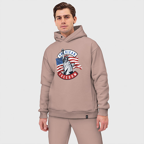 Мужской костюм оверсайз American freedom / Пыльно-розовый – фото 3