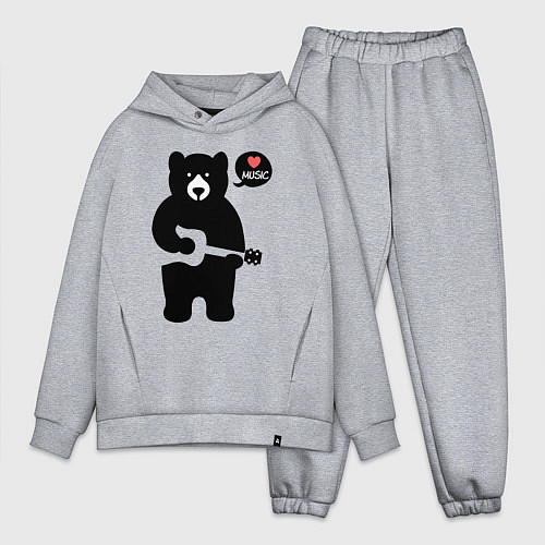 Мужской костюм оверсайз Мишка любит музыку / Меланж – фото 1
