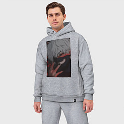 Мужской костюм оверсайз Кен с красными глазами, цвет: меланж — фото 2