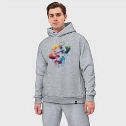 Мужской костюм оверсайз Иллюстрация гантели, цвет: меланж — фото 2