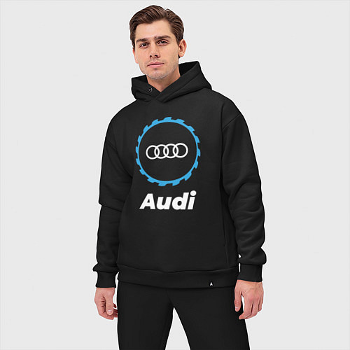 Мужской костюм оверсайз Audi в стиле Top Gear / Черный – фото 3