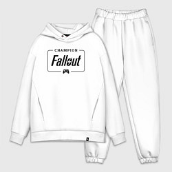 Мужской костюм оверсайз Fallout gaming champion: рамка с лого и джойстиком, цвет: белый
