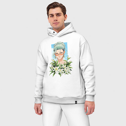 Мужской костюм оверсайз Будда с цветами / Белый – фото 3