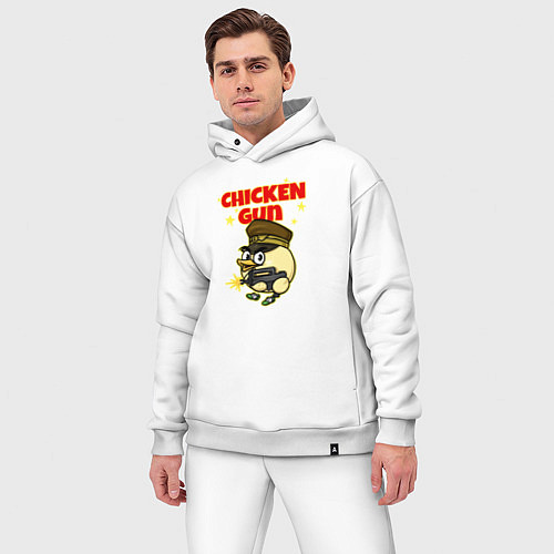 Мужской костюм оверсайз Chicken Gun - игра / Белый – фото 3