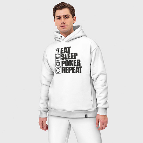 Мужской костюм оверсайз Eat, sleep, poker, repeat / Белый – фото 3