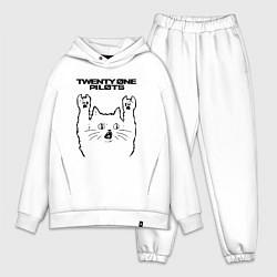 Мужской костюм оверсайз Twenty One Pilots - rock cat, цвет: белый