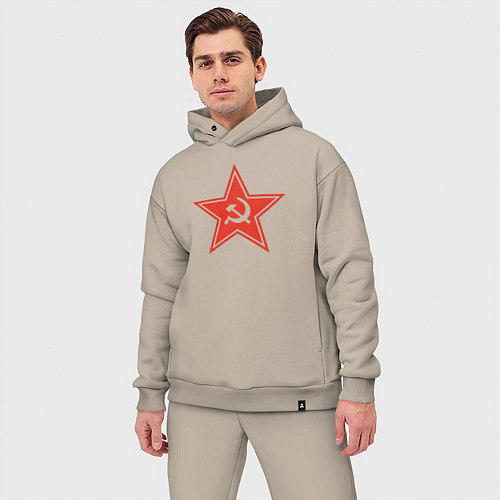 Мужской костюм оверсайз USSR star / Миндальный – фото 3