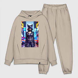 Мужской костюм оверсайз Крутая кисуля - киберпанк - Нью-Йорк, цвет: миндальный