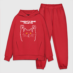 Мужской костюм оверсайз Twenty One Pilots rock cat, цвет: красный
