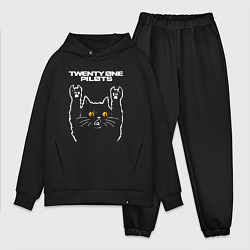 Мужской костюм оверсайз Twenty One Pilots rock cat, цвет: черный