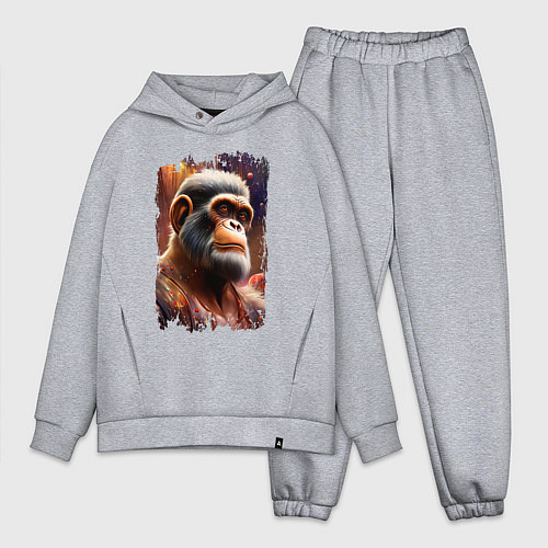Мужской костюм оверсайз Планета обезьян / Меланж – фото 1