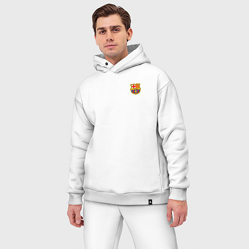 Мужской костюм оверсайз ФК Барселона эмблема / Белый – фото 3
