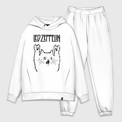 Мужской костюм оверсайз Led Zeppelin - rock cat, цвет: белый