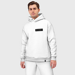 Мужской костюм оверсайз Нет сигнала на черном фоне - мини, цвет: белый — фото 2