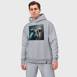 Мужской костюм оверсайз Бык в стиле футуризм - нейросеть, цвет: меланж — фото 2