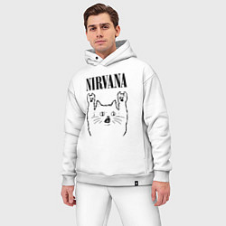 Мужской костюм оверсайз Nirvana - rock cat, цвет: белый — фото 2