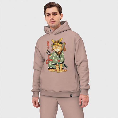 Мужской костюм оверсайз Samurai battle cat / Пыльно-розовый – фото 3