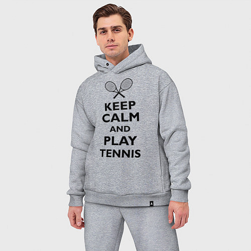 Мужской костюм оверсайз Keep Calm & Play tennis / Меланж – фото 3